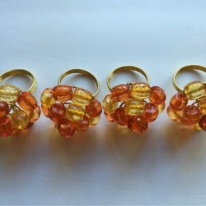 Vibrant Gold and Orange Beaded Rings